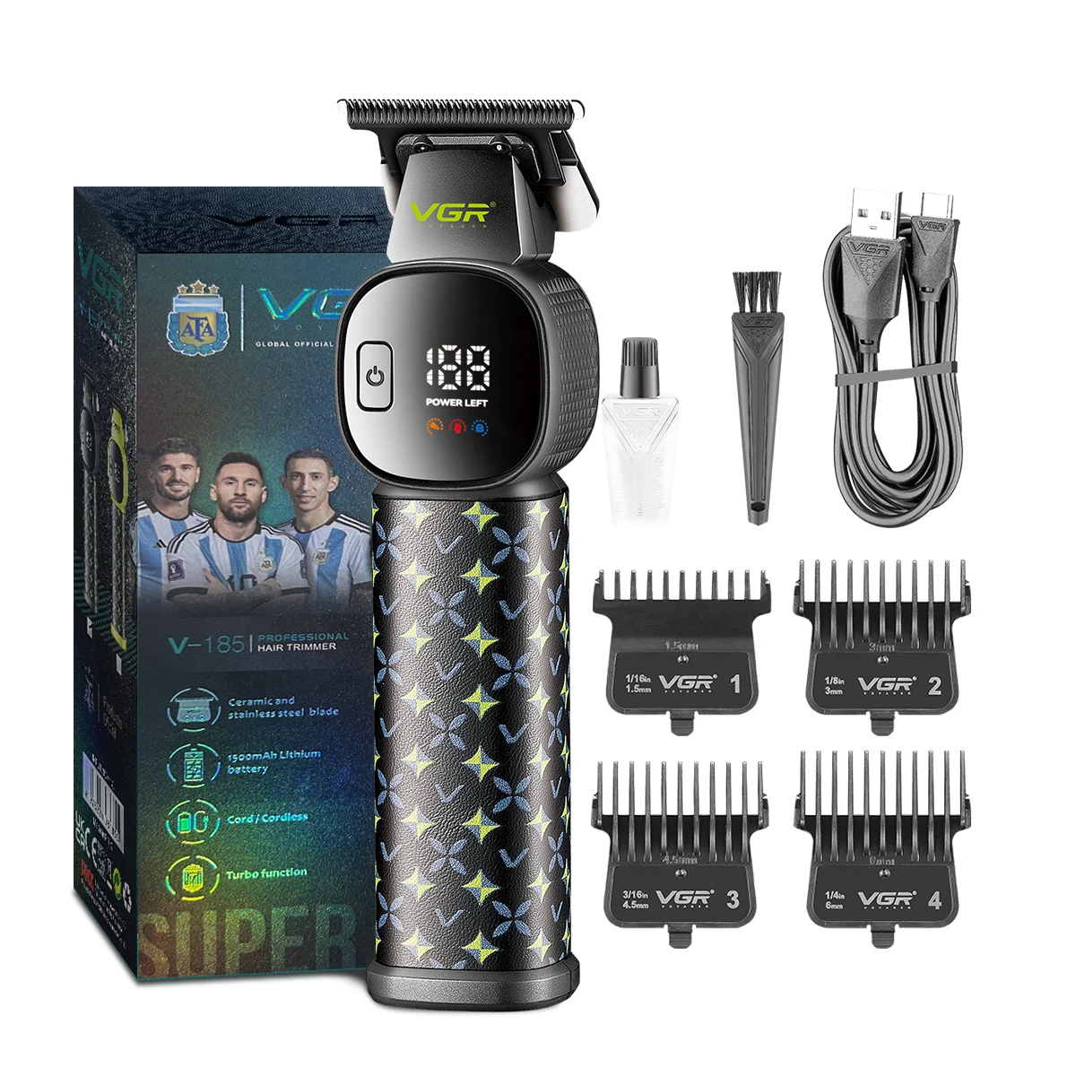 VGR Trimmer Man 0 مم شاشة LED للرجال ماكينة قص الش...