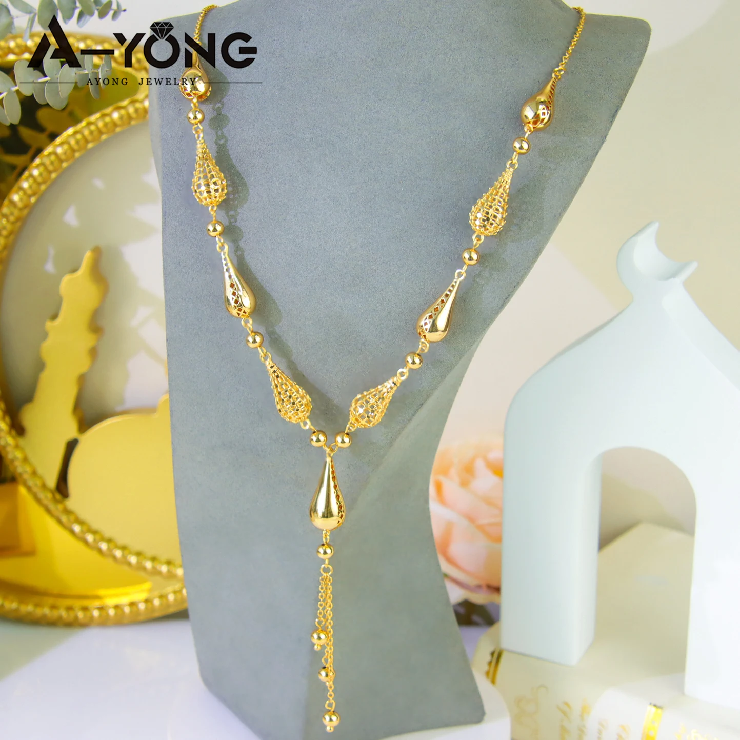 Oman Bridal Wedding Necklace 21k Gold Plated Turkish Fashion