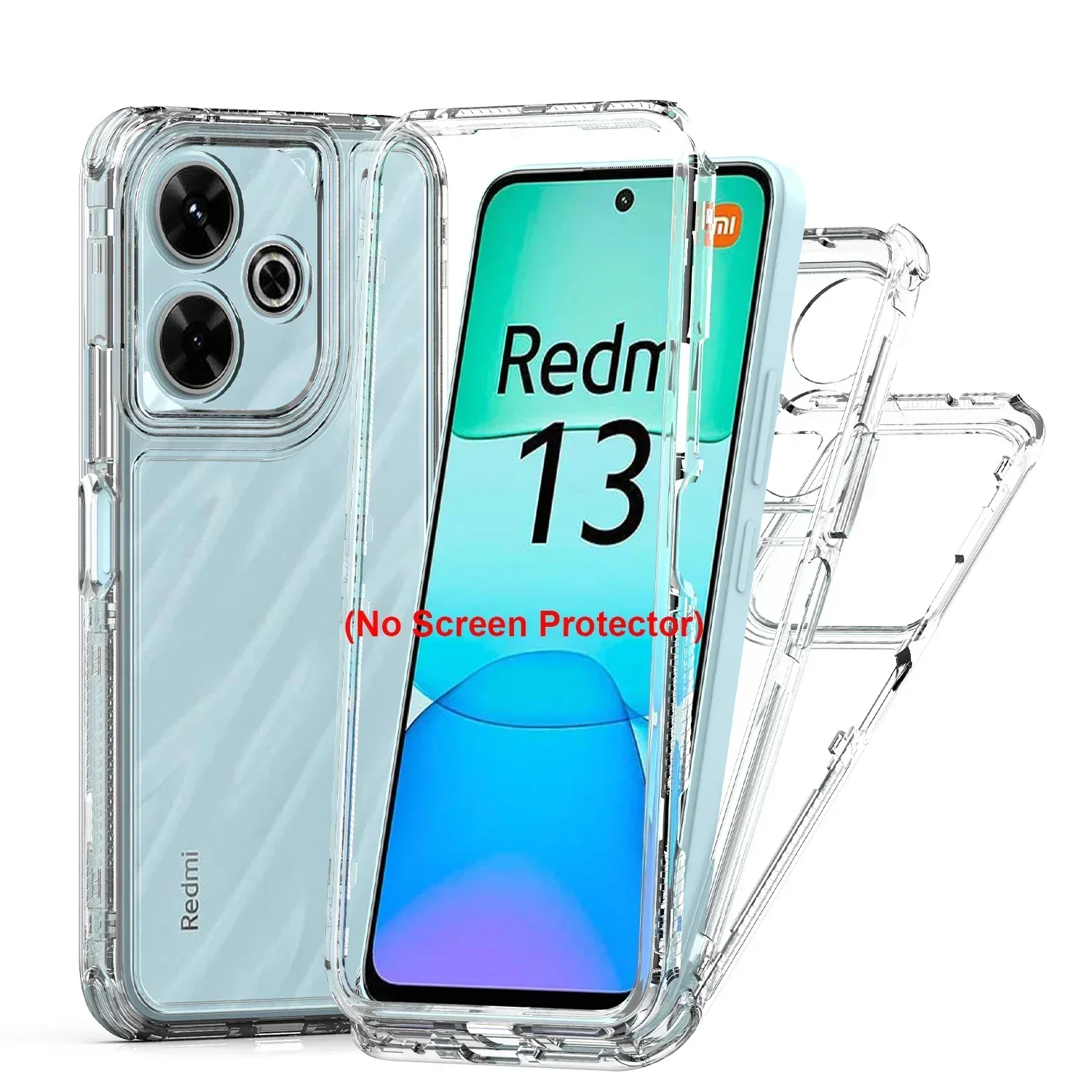 Rugged Armor Shockproof Transparent Phone Case with Hard Plastic TPU Frame