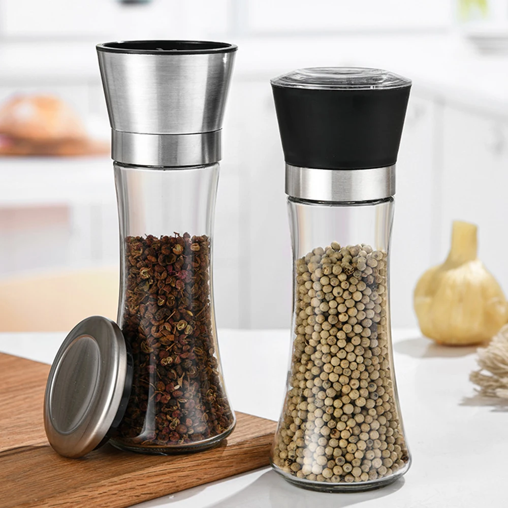 Stainless Steel Mill Pepper/Salt/Spice Grinder - Essential Kitchen Gadget with Glass Storage Container - Image 2