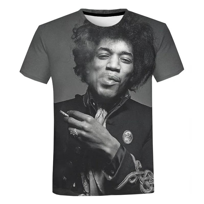 

Fashion Guitar Rocker Jimi Hendrix 3D Print Tshirt Summer Men Round Neck T-shirt Casual Short Sleeve Oversized T Shirts Tops Tee