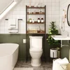 Over The Toilet Storage Rack, 4 Tier Bathroom Organizer Over Toilet, Freestanding Space Saver Toilet Stand with 2 Hooks, 3