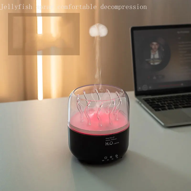 Humidificador Rotating Jellyfish Colored Ambient Light Aromatherapy Machine Household Desktop Fresh Air Humidifier 4
