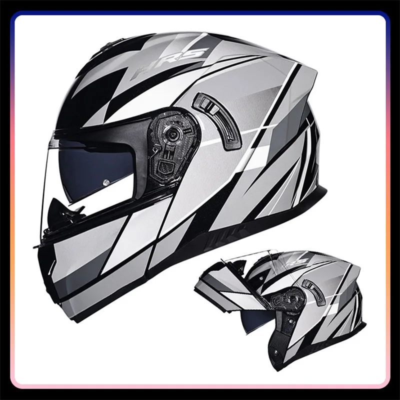

Мотоциклетный шлем с двойным козырьком, гоночный шлем на все лицо, с сертификатом DOT, для мужчин и женщин