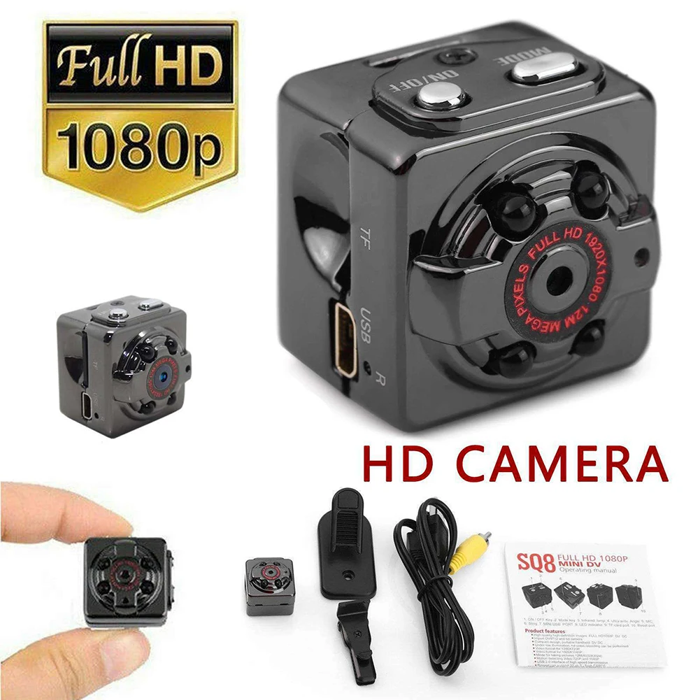HD 1080P 미니 소형 카메라, 스포츠 야외 적외선 야간 투시경, HD 공중 레코더 캠코더, 휴대용, 유연하고 편안한 휴대용