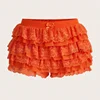 Women Lace Trim Layered Ruffle Mini Skirts Cute Bow Mesh Tutu Lolita Ruffled Tiered Micro Skirts Bloomer Pettipants Bottoms 6