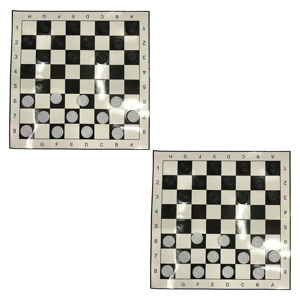 

2 Sets Checkers Early Folding Checkerboard Board Game Interactive