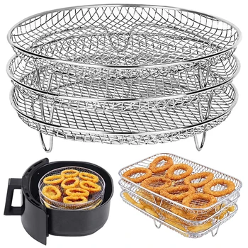 3 Tier Air Fryer Rack Dehydrator Rack Cookware Steamer Rack Cooking Baking Pot Stand Kitchen Gadget Baking Pan BBQ Grill Cooker