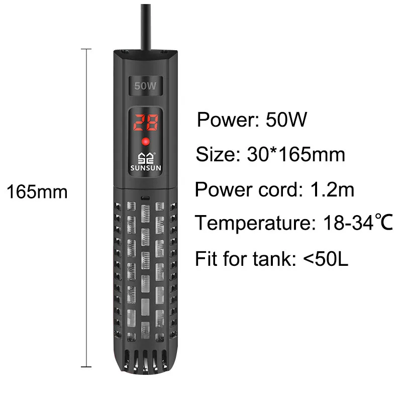 christmas fish tank decor SUNSUN Aquarium Heater Submersible Fish Tank LCD Display Digital Adjustable Water Heating Rod Constant Temperature Control 500W algae scraper Aquariums & Tanks