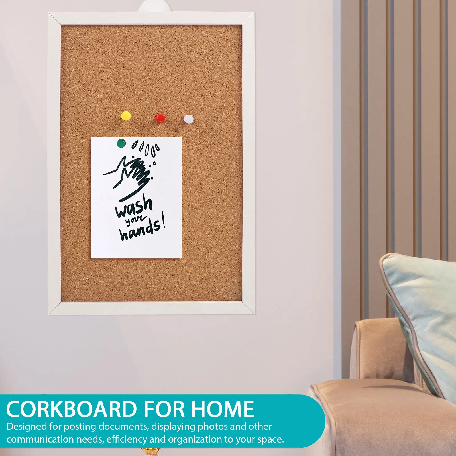 1Pcs 프레임 코르크 보드 게시판 카키색 30x30cm 홈 오피스 학교 효율적인 조직을 위한 벽 코르크보드