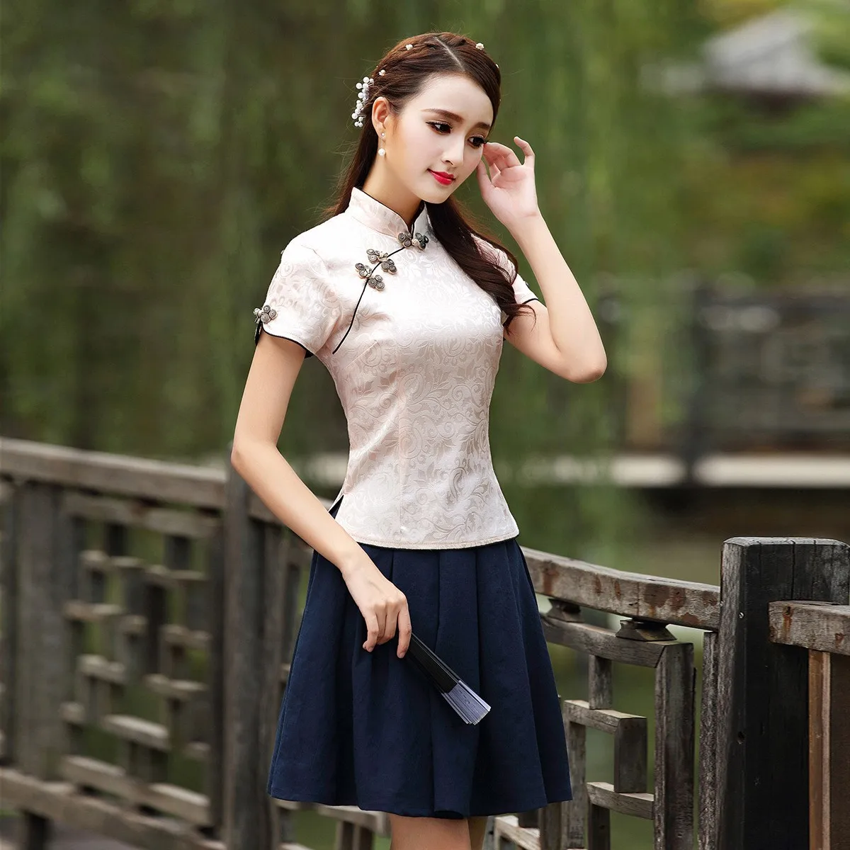 Spring Cotton Slim Cheongsam Tops Chinese Traditional Mandarin Collar Tang Coat Soft Satin Chinese Style Shirt Plus Size women chinese shirt women satin blouse women cheongsam waistcoat