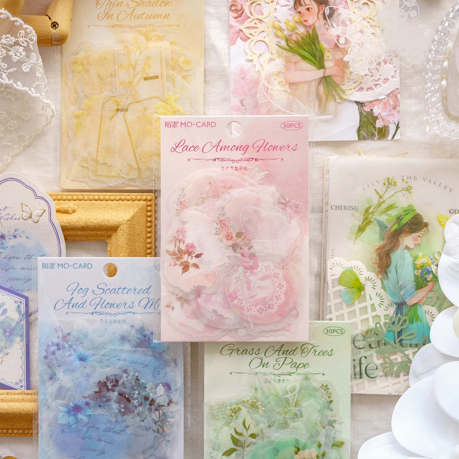 

30 pcs INS Plant Flowers Stickers pack Creativity Decorative Adhesive Diy hand made Diary Album Scrapbooking material