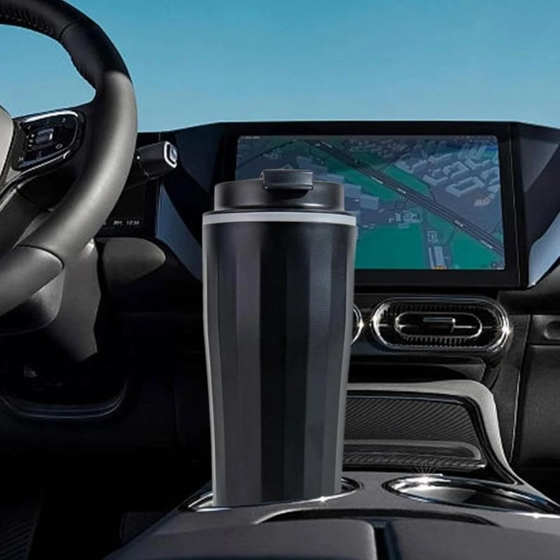 캠핑 여행을 위한 T5UB 304 스테인레스 스틸 차량 가열 머그잔 500ml 용량 12V/24V