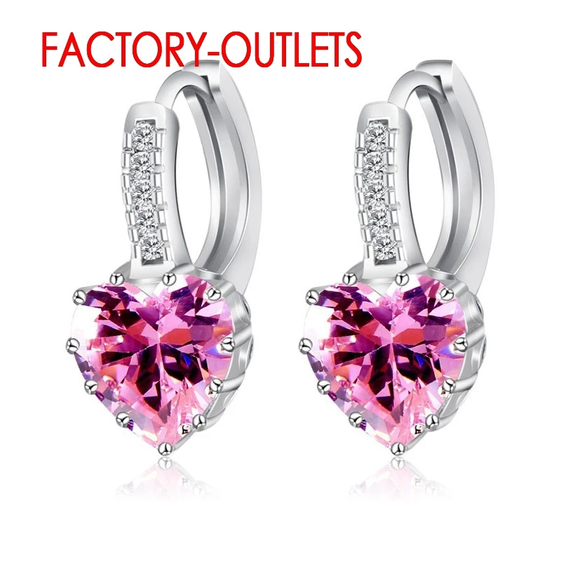 Heart Shape 925 Sterling Silver Brincos Pierced Earrings For Women Romantic Cubic Zirconia Gift Jewelry