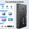 4K/1080P@60Hz USB C Dual Monitor KVM Switch for 2 Laptop Sharing 2 Monitor and 10Gbps 4 USB3.0 Devices, 100W PD for 2 Laptop 6
