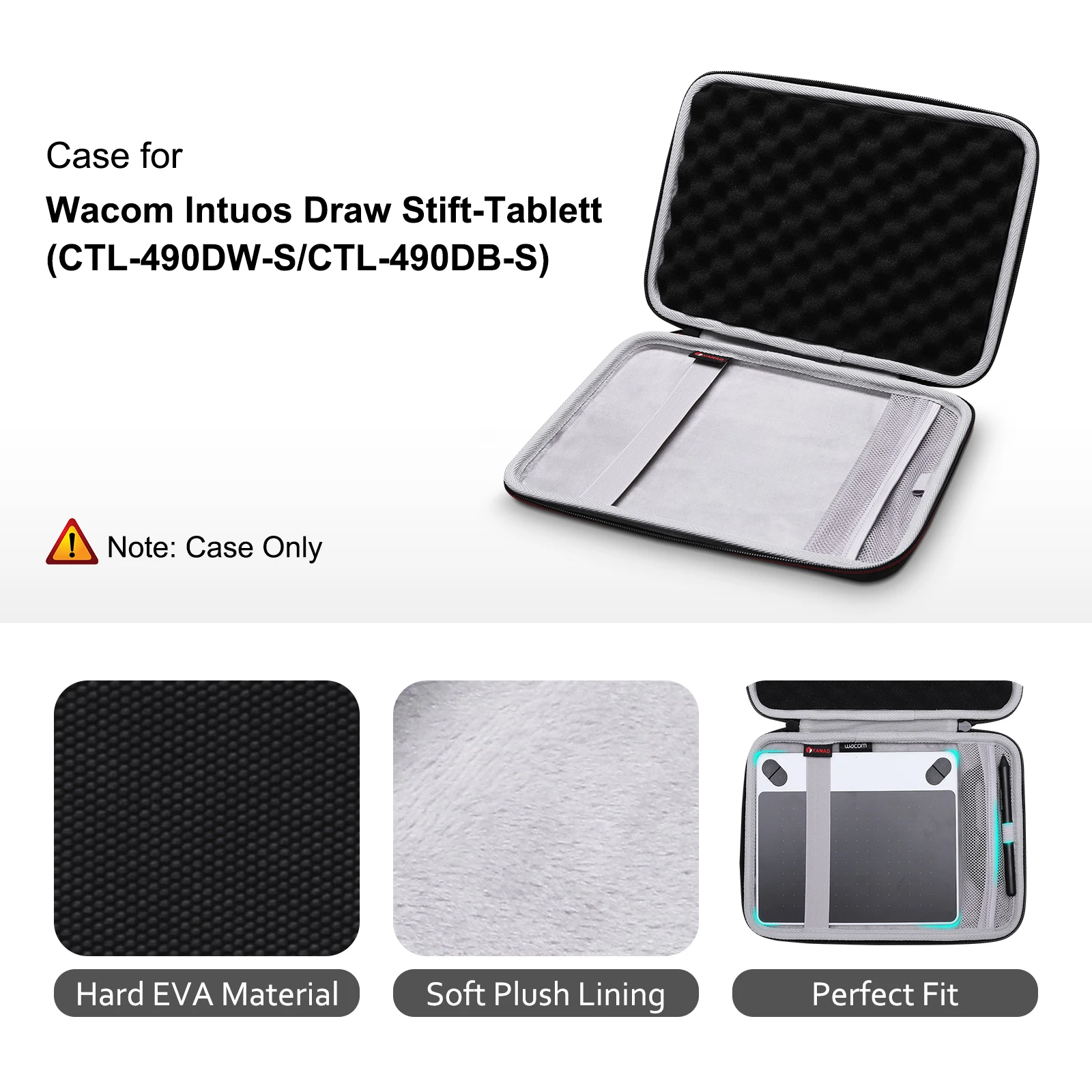 Xanad-estojo Rígido para Desenho Gráfico Tablet Transporte de Proteção Bolsa de Armazenamento para Wacom Ctl490dw-s Ctl-490db-s Ctl4100 - Imagem 2