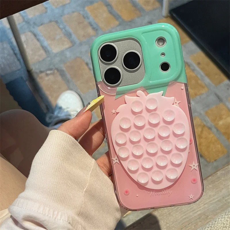 Strawberry Delight Full Screen Silicone Suction Cup Phone Case