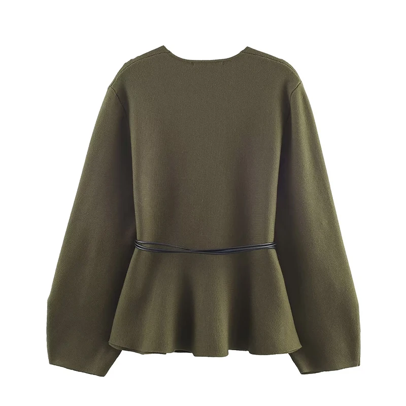 2025 New Women Fashion Stripe Knitted Cardigans Long Sleeve Lapel Short Sweater Cardigan Autumn Winter New Style Knitwear Coat