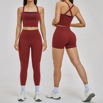Yoga Set 2PCS Women's Tracksuit Athletic Wear Fitness Clothes Gym Outfits Workout Sets Push Up Clothes Sports Bra Leggings Suit 1