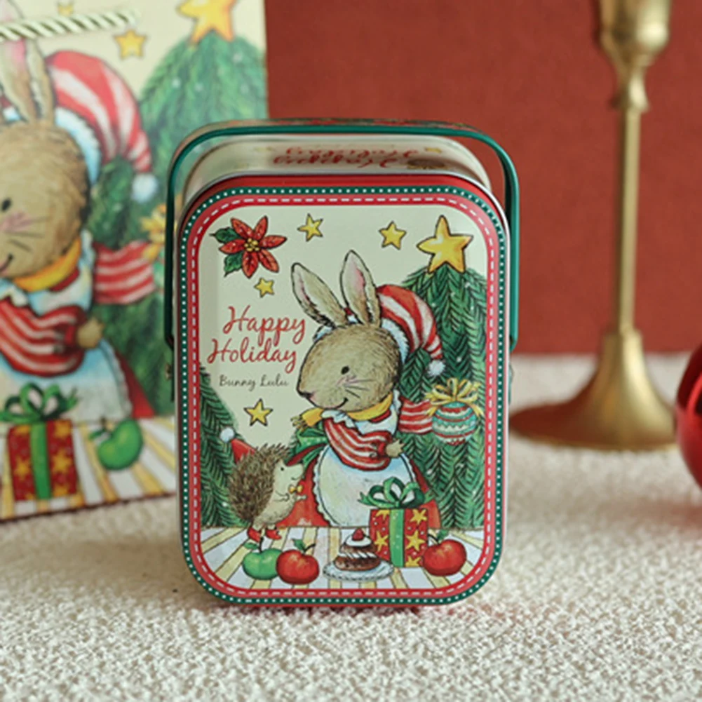Easter Creative Portable Tin Box Cookie Box Rabbit Gift Tin Handheld Sweets Biscuits Holder Present Wrapping Supplies