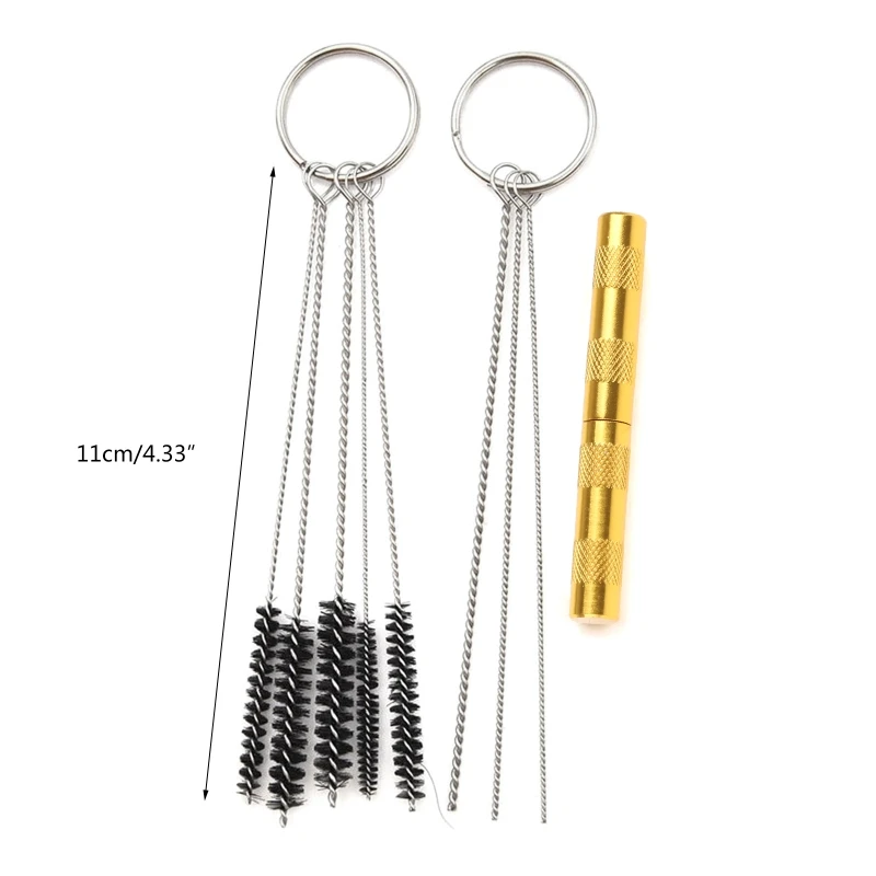 Spazzole Per La Pulizia Dell'Aerografo Aerografo In Acciaio Inossidabile Con 5 Spazzole Per La Pulizia Di Piccoli Tubi Teensy Aerografi Tatuaggio E7Cb