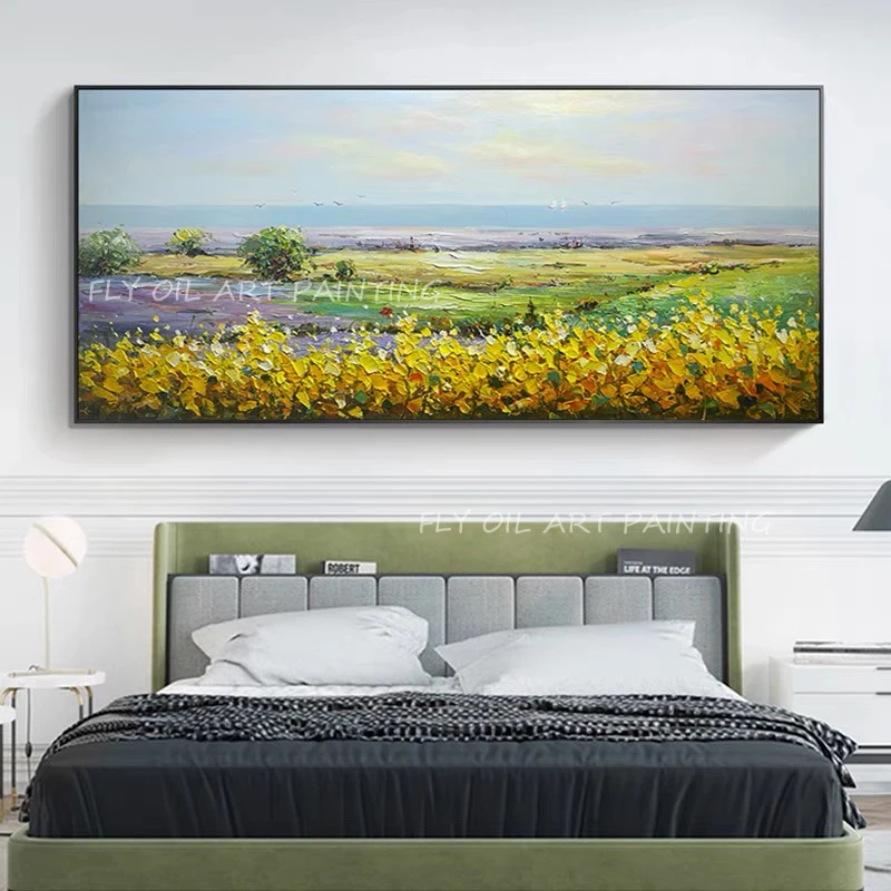 

Rural And Pastoral Scenery Canvas Oil Painting Modern Original Country Landscape Hand Painted Contemporary Wild Field Artwork