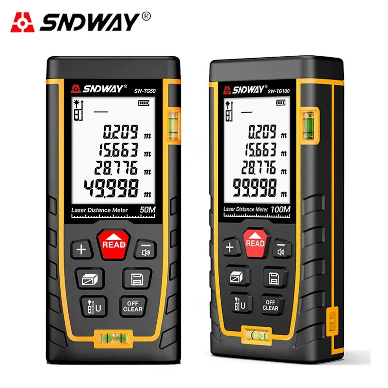 SNDWAY Durable Laser rangefinder Hight Accurate Laser Tape Measure 50M 70M 100M 120M Distance Meter Digital Roulette Trena Lazer