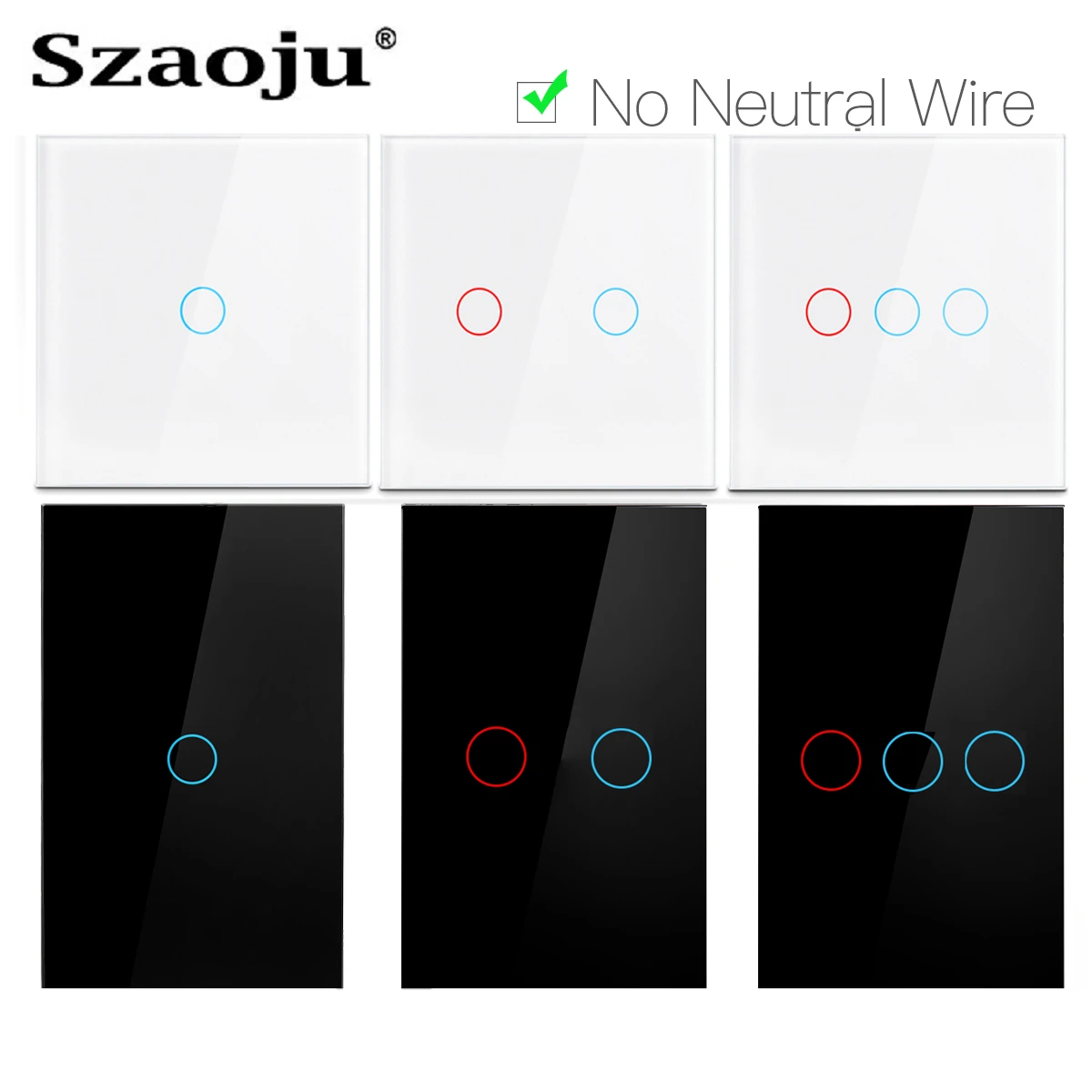 Szaoju Touch Switch LED Crystal Glass Panel Wall Lamp Light Switch 1/2