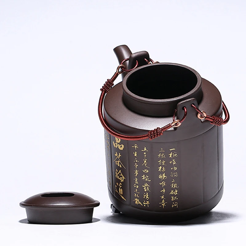Chinese Style Yixing Raw purple mud Clay Teapot, Kung Fu Household Teaware, Pure Handmade, high-capacity 700cc, Tea Pots, 1Pc