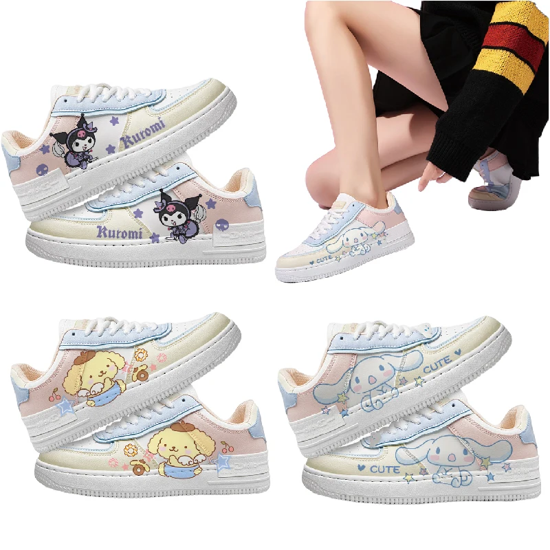 

Anime Sanrio Pompompurin Cinnamoroll Girls Casual Shoes Kuromi Hello Kitty Summer Breathable Small White Shoes Skateboard Shoes
