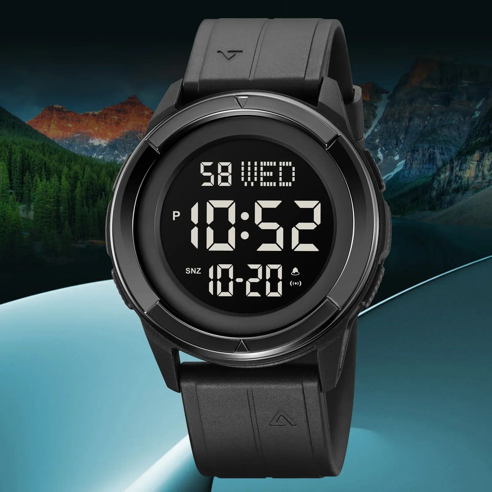 SKMEI Mens Chrono Countdown Digital 5bar Waterproof Wristwatch montre homme 2047 LED light Display Electronic Sport Watches
