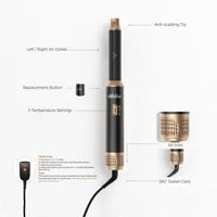 Ensemble d'instruments de coiffage à air chaud 5-en-1 interchangeable, comprenant : fer à boucler 675, sèche-cheveux, peigne lisseur, brosse ronde, outil de coiffage multifonctionnel pour usage domestique et en salon. 3