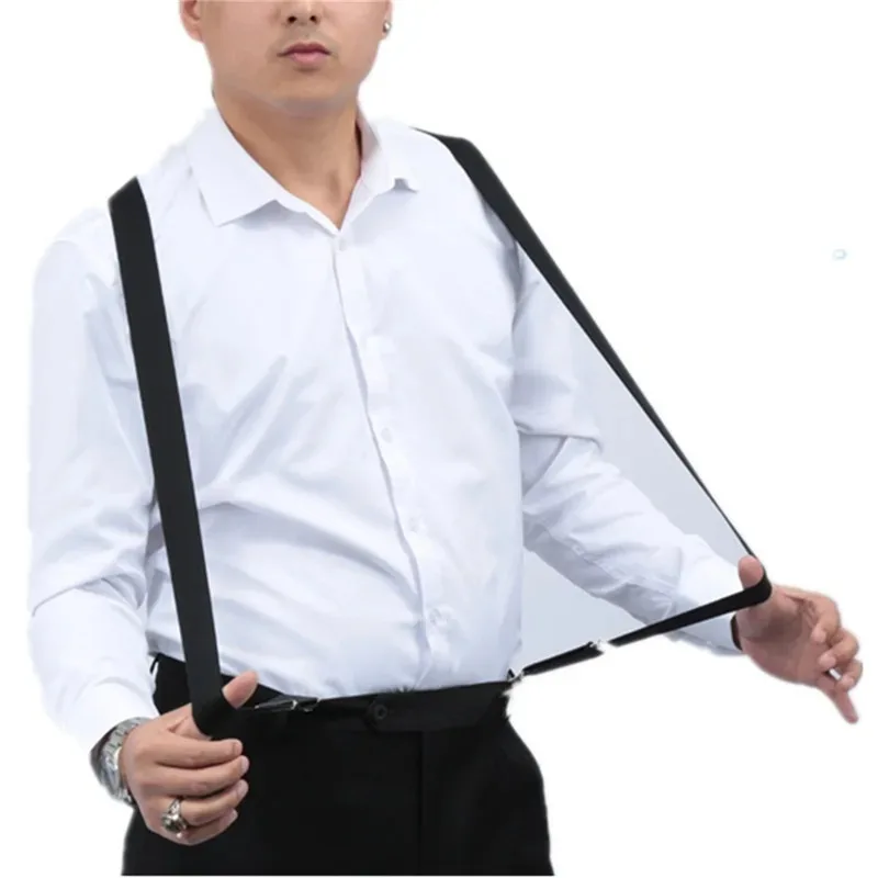 Adjustable X-Back Suspenders - 2.5cm Wide Elastic Braces with 4-Clip Design for Men & Women, Vintage Trouser  Support