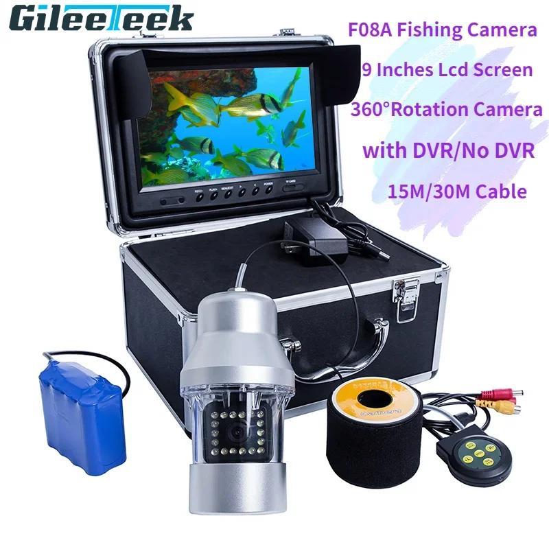 Système de surveillance F08AL avec caméra sous-marine rotative 360° et écran LCD 9 pouces pour pêche