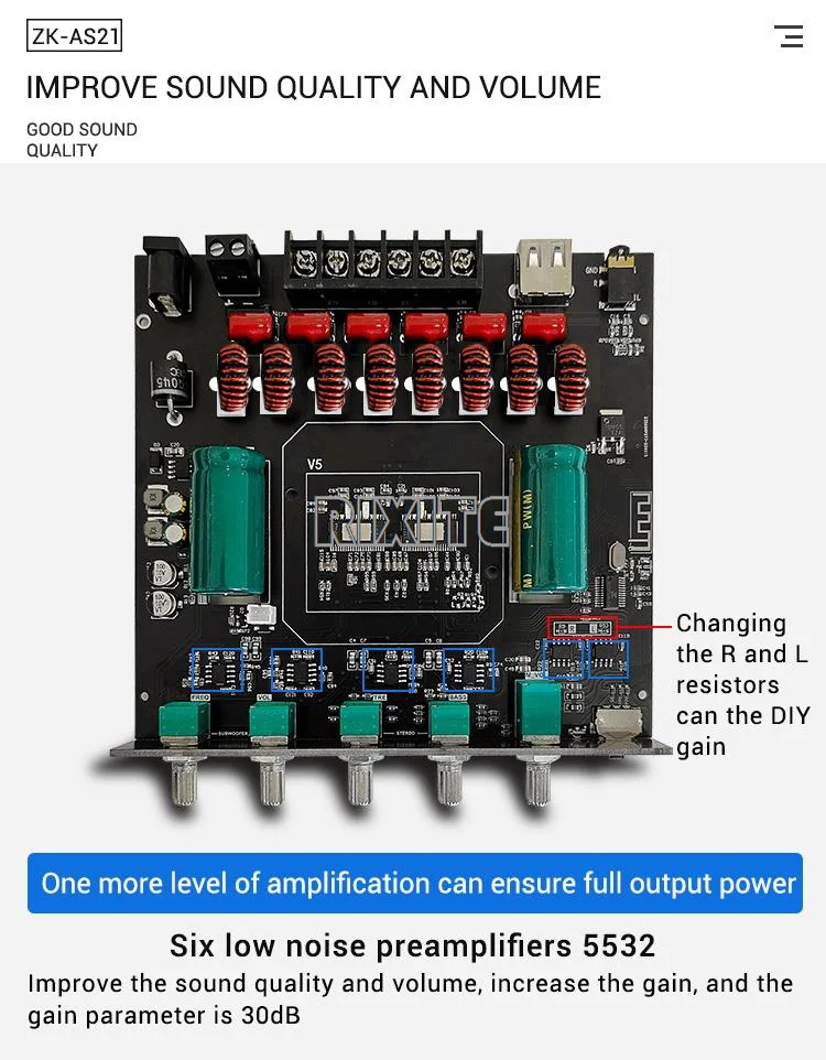 Amplificatore Bluetooth 2.1 Canali TPA3255 - 220W+220W+350W, Con Input AUX, USB E SD Card - Foto 5