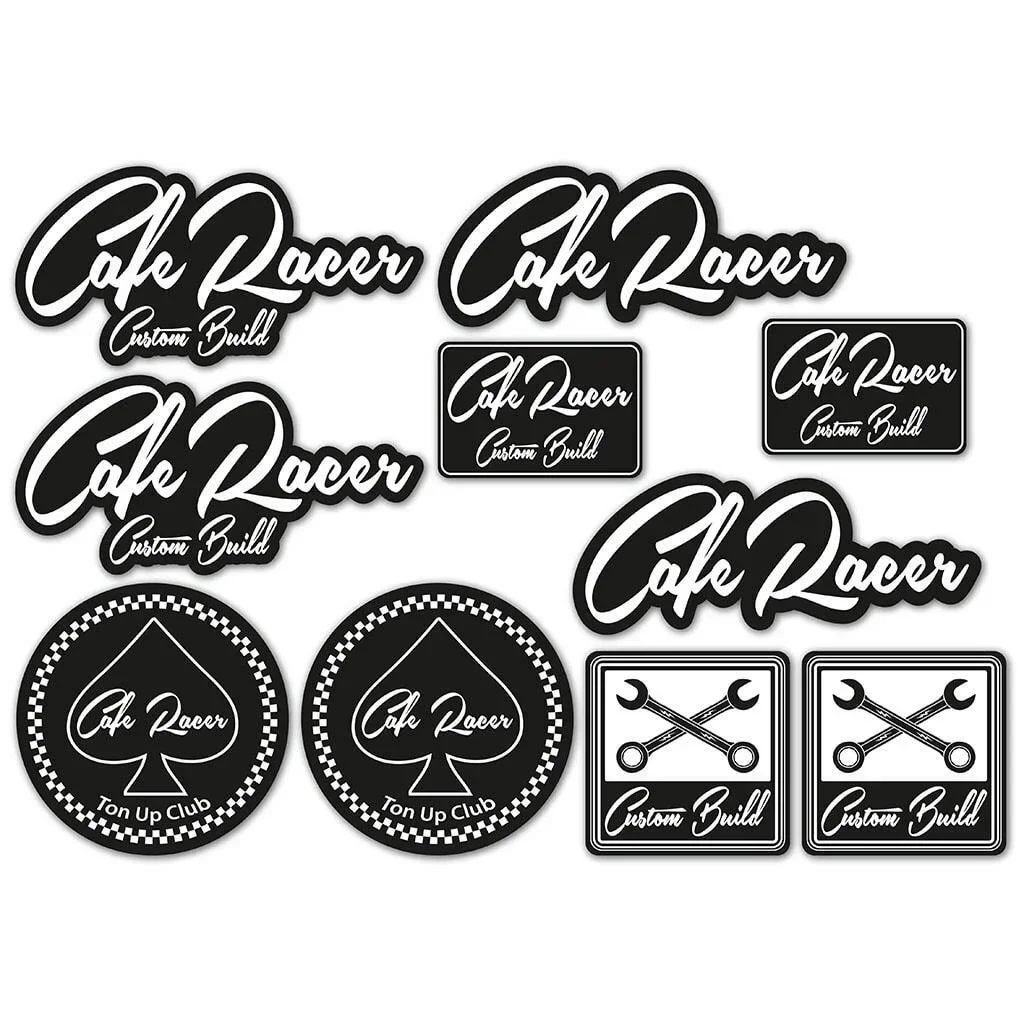 For 1Set Cafe Racer Custom Build Sticker Set Motorbike Motorcycle Helmet Biker Decals