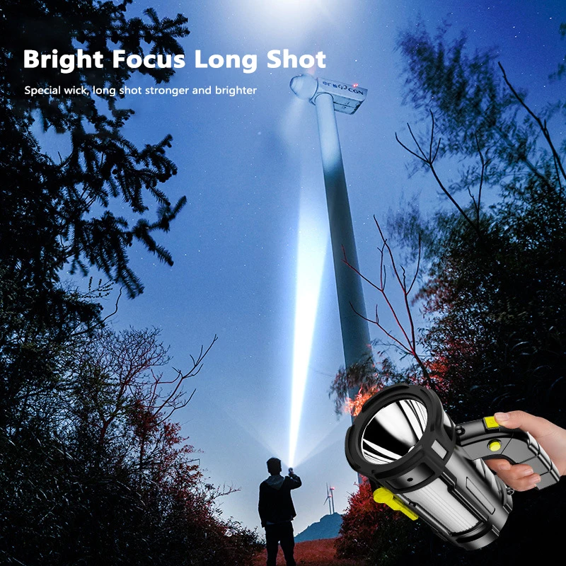 Handheld Searchlight LED USB Camping Light Bulb Powerful Hand Lamp Rechargeable Portable Focus Spotlights Tactical Lantern 18650