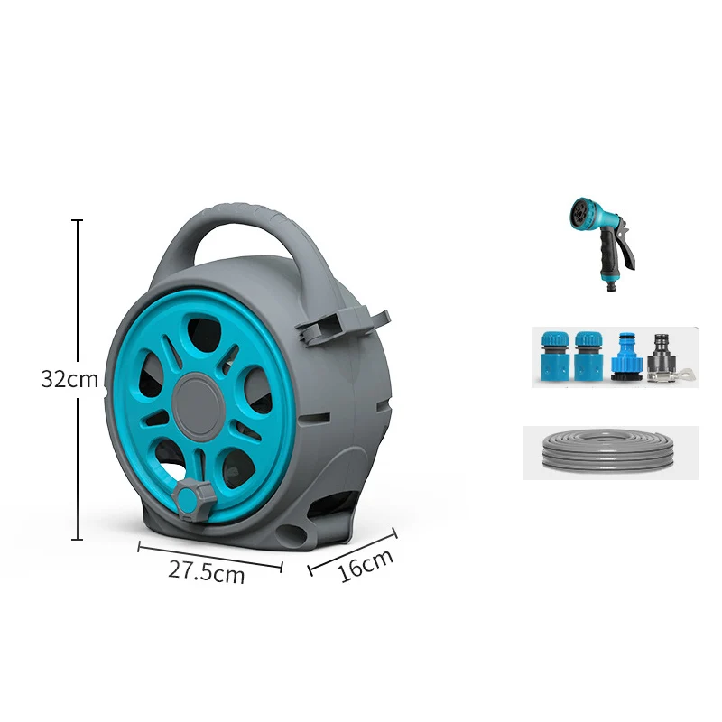 

Garden Hose Reel Portable Retractable Water Pipe Set, with Water Gun and Mounting Adapter For Irrigation Cleaning