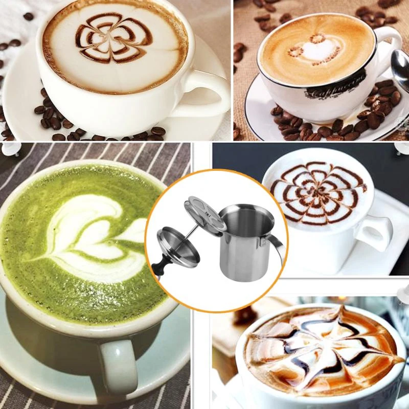 Manual Milk Frother 400/800ml Milk Creamer Stainless Steel Coffee Frother Cofffee Jugs Egg Beater Kitchen Tools milk frother egg beater