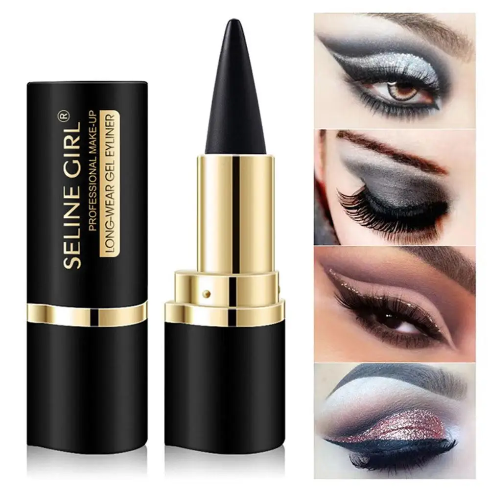 

New Black Eyeliner Pencil Waterproof Eye Enhancing Smooth Eye Long Lasting 24 Gel Hours Smoky Liner Thick Solid Cosmetic St K2E4