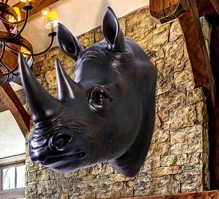

Wall Pendant Resin Handicraft Rhinoceros Head Wall Hanging Decoration Home Ornament
