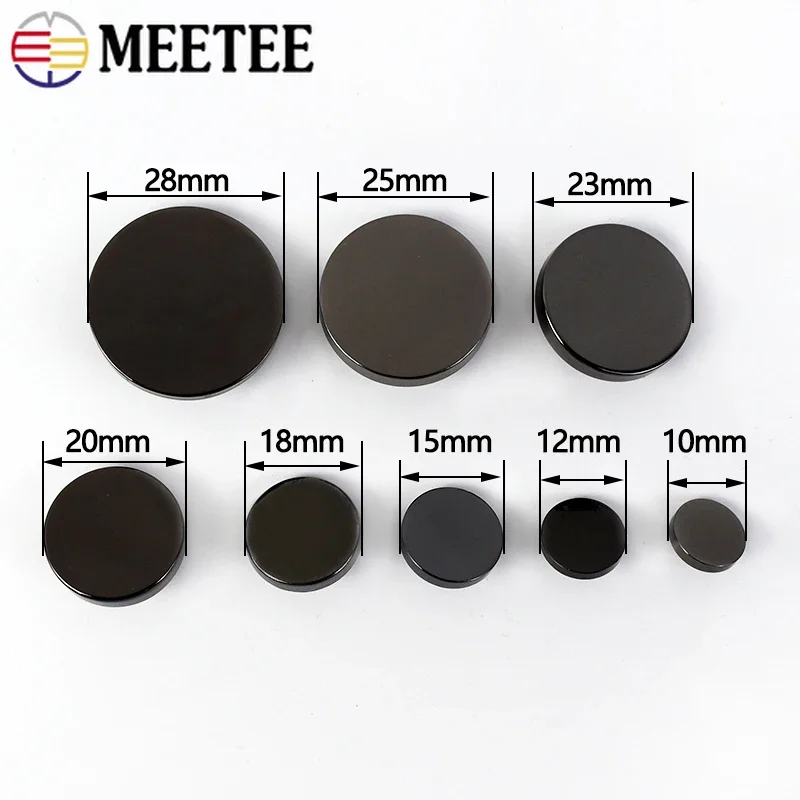 Meetee 금속 스냅 버튼 의류 장식 단추 생크, 라운드 플랫 걸쇠 재킷 코트, 청바지 DIY 재봉 액세서리, 10-28mm, 10 개