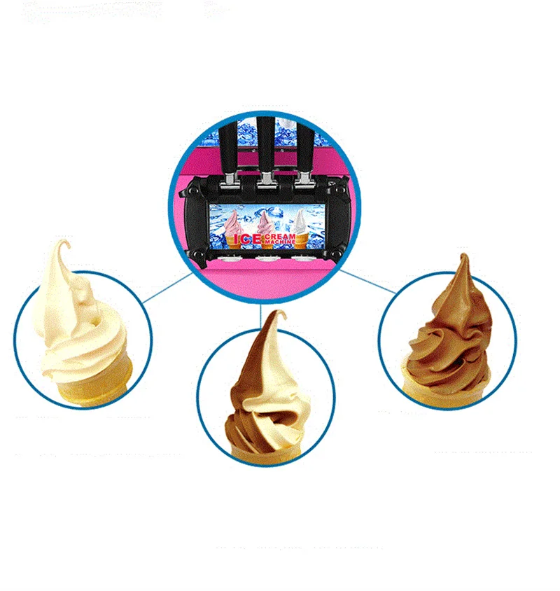 Electric 220/110V Soft Ice Cream Machine with 3 Different Flavors Fruit Freezer Hard Mixing Ice Cream Making Machine 3