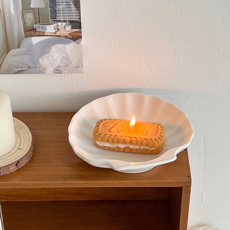 Creative Shell Shaped Ceramic Plate Jewelry Display Storage Trays Candle Plate Holder Household Home Table Decor Photo Props 6