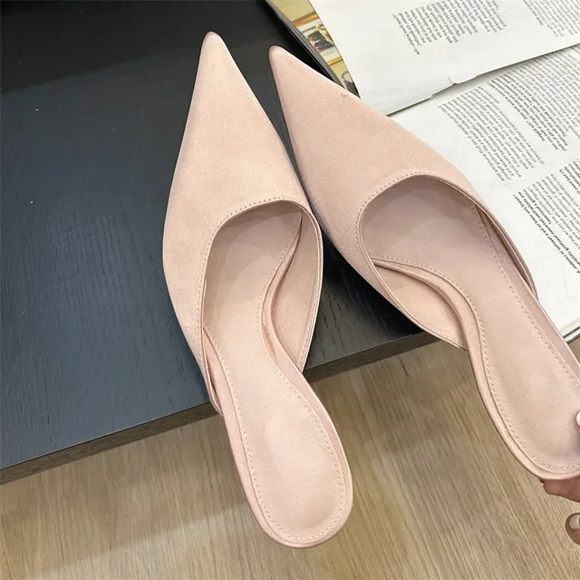 Eilyken 2026 New Summer Concise Pointed Toe Women Slippers Fashion Thin Low Heels Party Pumps Mules Slide Shoes