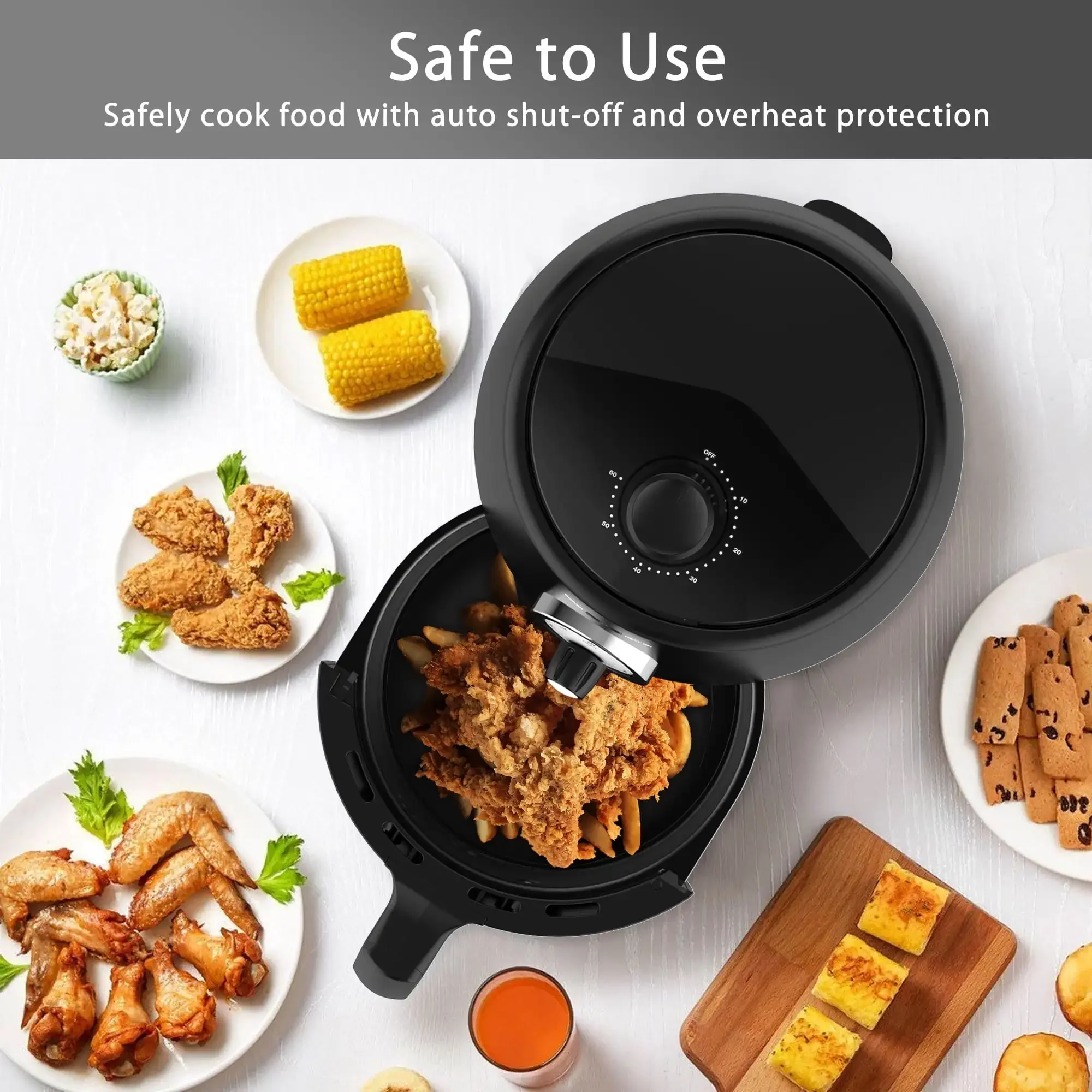 NEW 2 Quart Small Air Fryer with 50pcs Air Fryer Paper Liners, 1200W, New, Black, Nonstick Basket , 100 Recipes 6