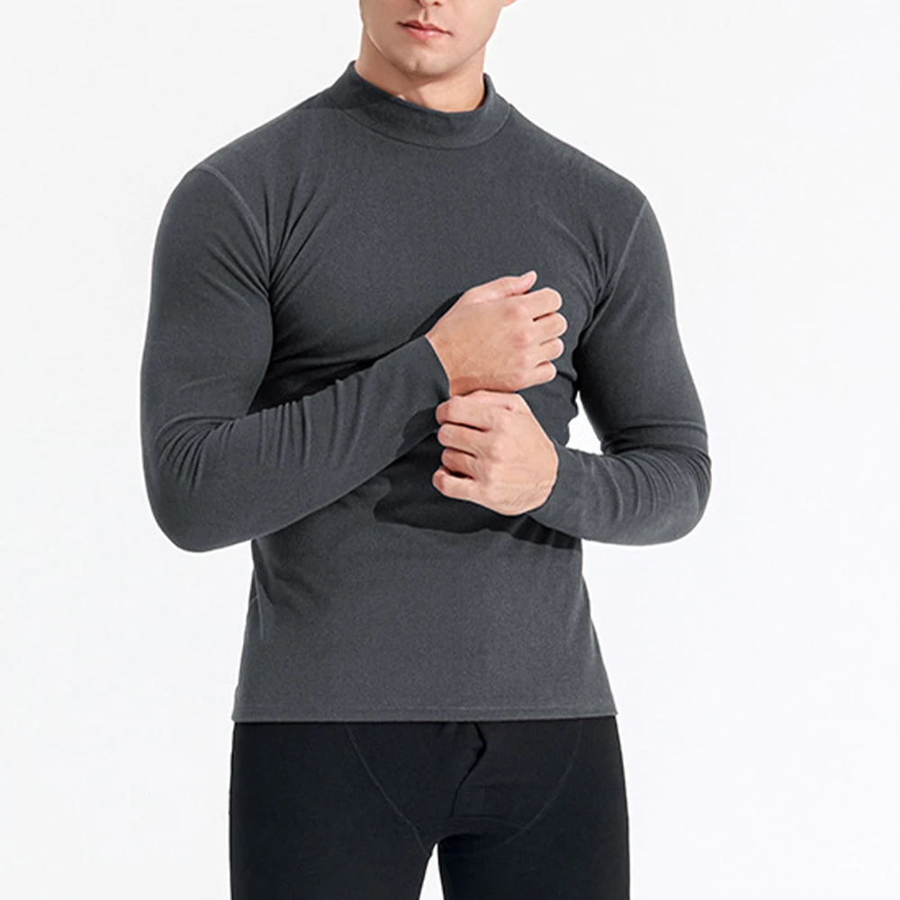 MenLongSleevePulloverTopsThermalUnderwearManWarmUndershirtWinterAutumnJumperCasual