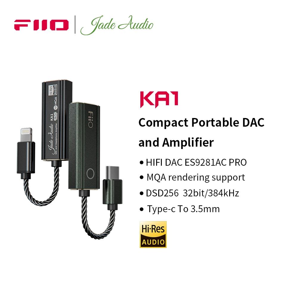 Fiio/Jadeaudio-Dongle Da Typec A 3.5Mm Ka1, Es9281Ac Pro Mqa, Dac Usb Dsd256, Adattatore Per Cavo Hifi Per Android Ios Mac Win10