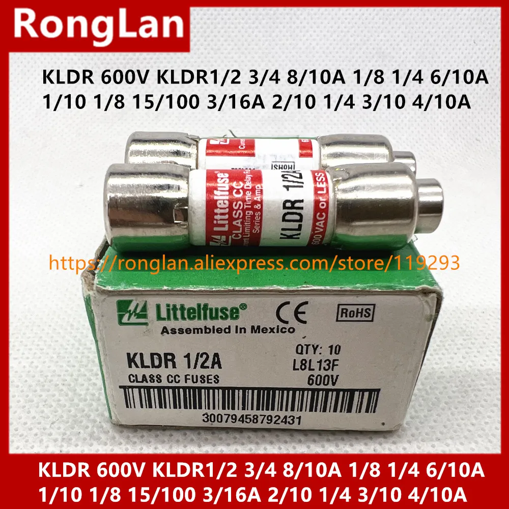 New OEM KLDR 30A Time-Delay Fuse (KLDR-30, KLDR-30A) | 600V, 10.3x38.1mm | Pack Of 10
