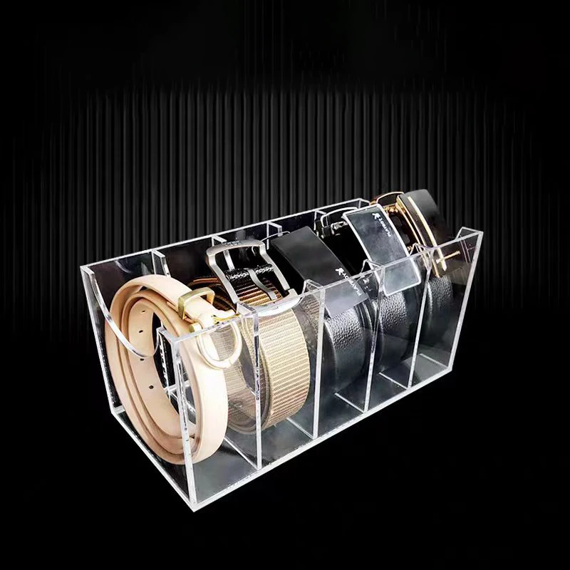 Plastic Storage Box 5/8 Grids Clear Acrylic Display Case Assemble Acrylic Belt Storage Box For Belt Jewelry